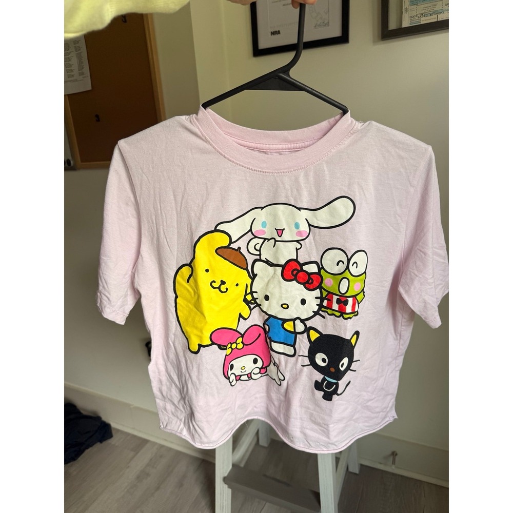 Pink light Hello Kitty friends crop boxy tee shirt women's medium